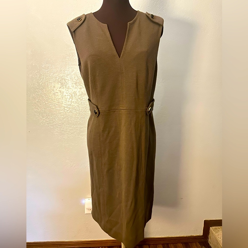 Tory Burch Elegant Brown Sleeveless Shift Dress L fits M